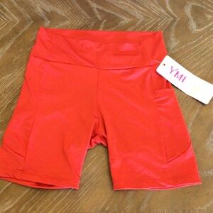 YMI Juniors Red Activewear Performance Fitness Biker Shorts Size Medium